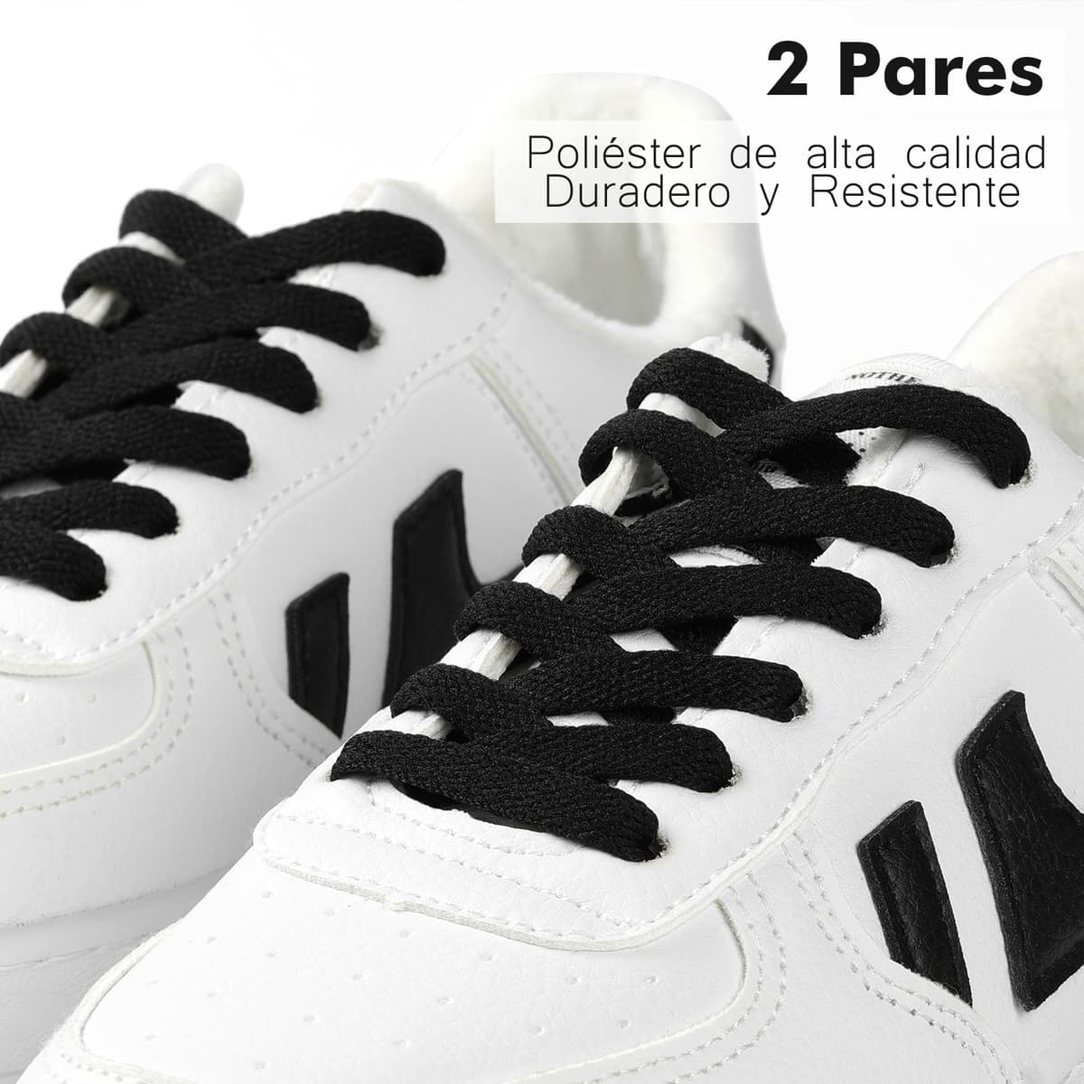 Stepace 2 Pares Cordones Planos,8mm de Ancho,Cordones Reemplazo para Zapatillas,Zapatos — view 2