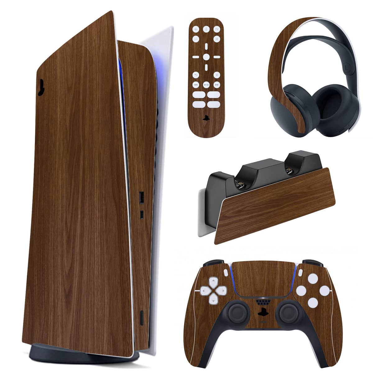 PlayVital Neon Dragoon Full Set Skin Decal for PS5 Console Disc Edition, Sticker Vinyl Decal Cover for PS5 Controller & Charging Station & Headset & Media Remote — view 22