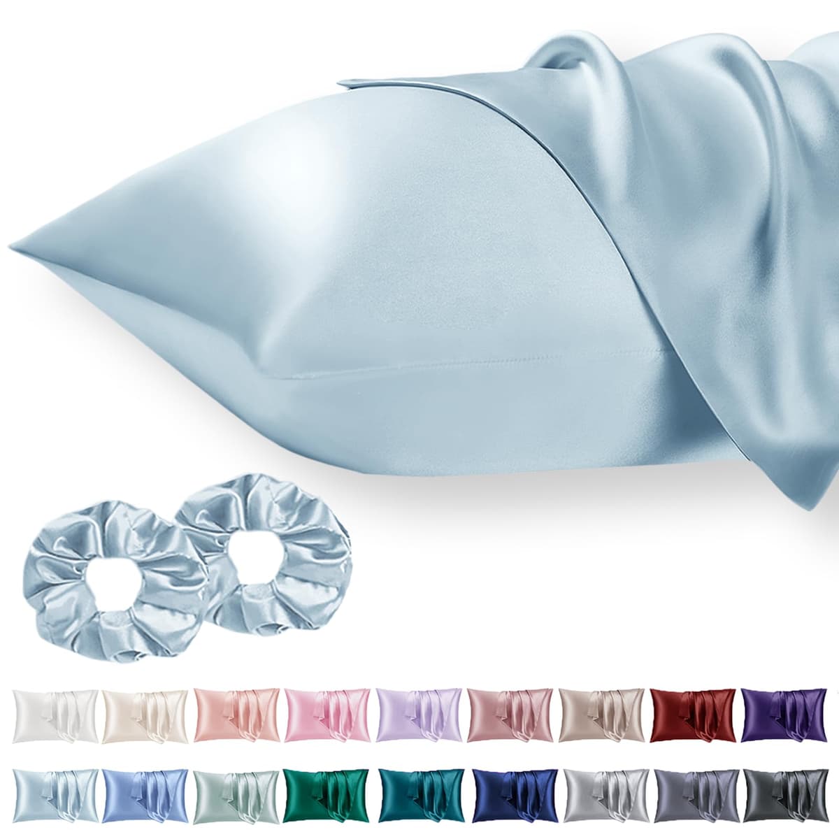 Vielit 2 Pack Satin Pillowcase for Hair and Skin Cooling,Soft as Silk Pillowcase for Hair and Skin,Easier Care than Silk Pillow Case Beige 50x75cm Gifts for Women Envelope & 2 Scrunchies — view 25