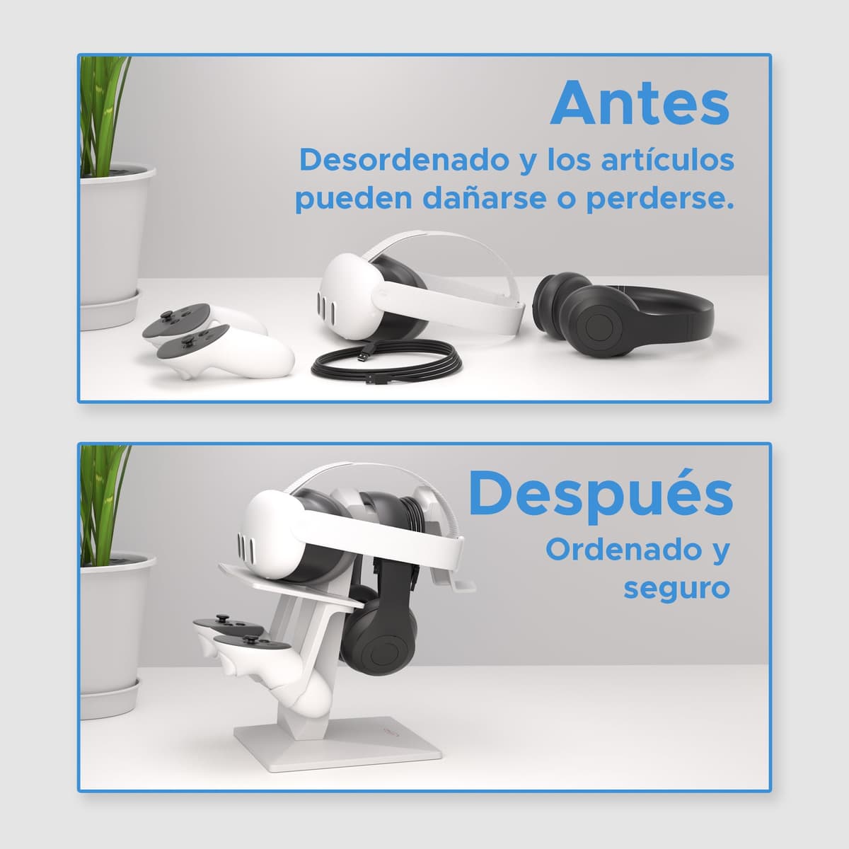 Digicharge Soporte de Auriculares VR para Meta Quest 3S, Quest 3, Oculus Quest 2 VR Mount Display Storage para Auriculares y Controladores táctiles — view 3