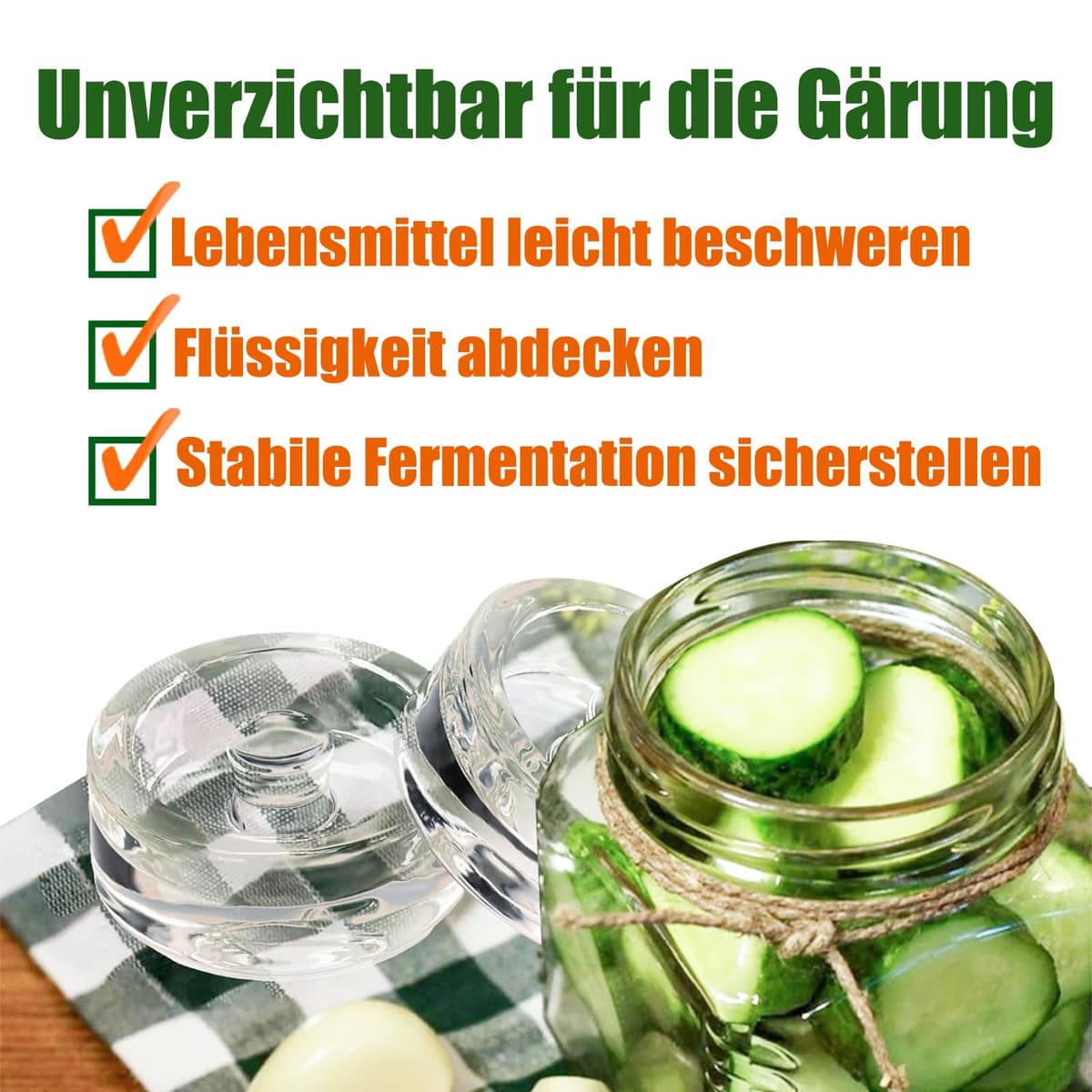 Pesos de Fermentación, 4 Piezas de Piedra de Peso, Pesas para Tarros de Conserva de Pepino, Pesas de Vidrio para Fermentación Ø 7cm,Pesas de para Fermentar Verduras en Salmuera — view 3