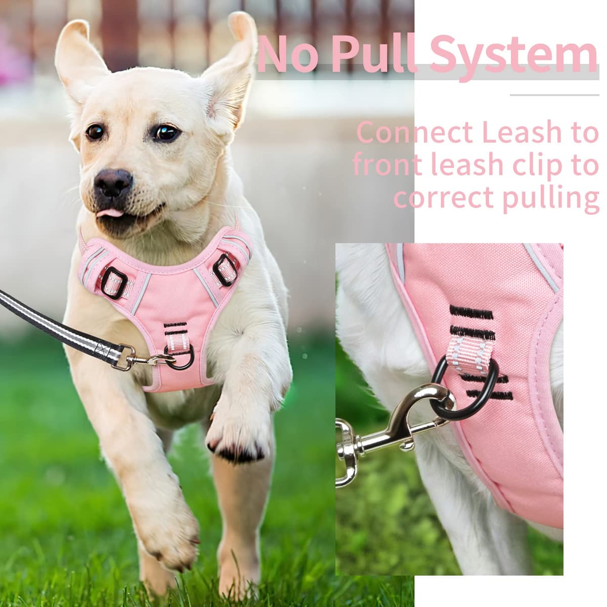 HEELE Dog Harness Medium No Pull Dog Vest Harness with Soft Handle Reflective Pet Harness for Outdoor Training Walking, Black, M — view 108