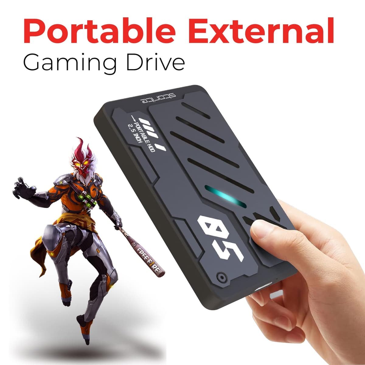 Storite Disco duro externo 1 TB USB 3.0 ligero para copia de seguridad y almacenamiento de datos, disco duro portátil para juegos, ordenador portátil, Mac, ordenador de sobremesa — view 2