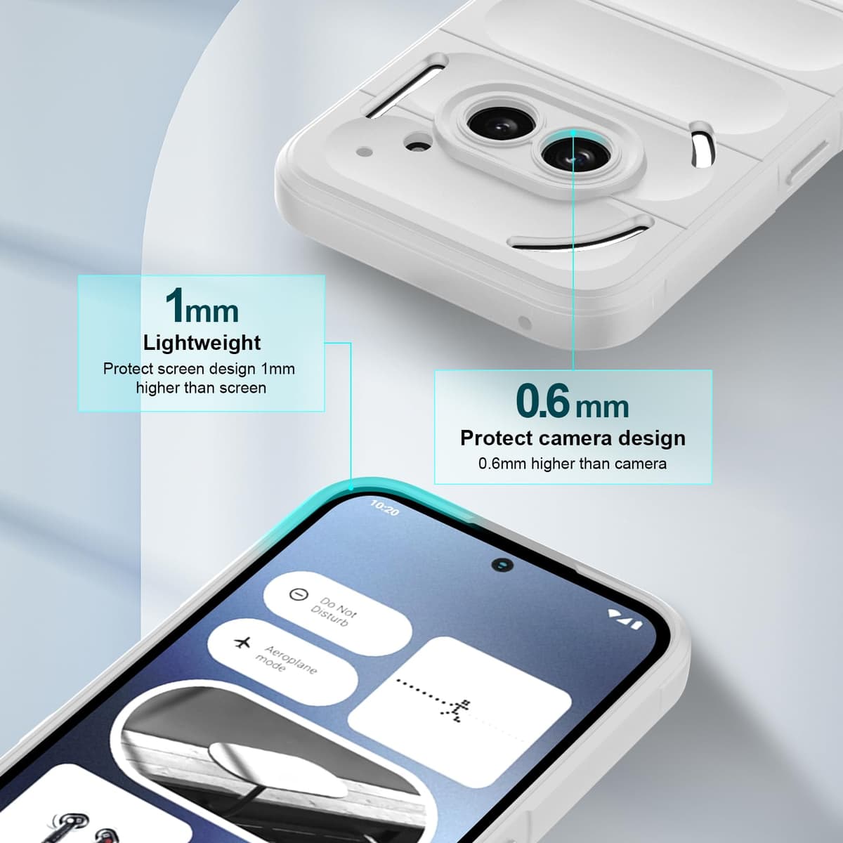 Silicone Case for Nothing Phone 2a / 2a Plus, Anti-Scratch Microfiber Lining, Shockproof Case with Camera Protection, White — view 4