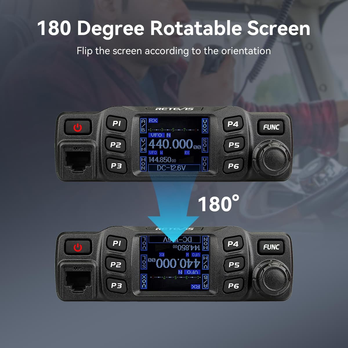 Retevis RT95 Emisoras Coche Doble Banda de Radioaficionado, Profesional, Canales DTMF TFT con Función Escaneo y Contraseña Mini Móvil — view 4