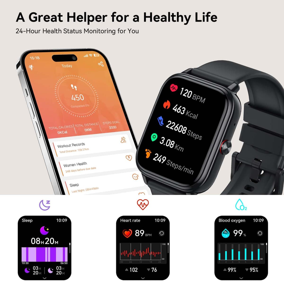 Smart Watch for Men Women, 2026 Smart Watch 20 Days Battery, Answer Dial Call Smartwatch 1.83" Fitness Trackers with Heart Rate/Sleep/Fitness Monitor IP68 Waterproof Activity Tracker for Android iOS — view 2