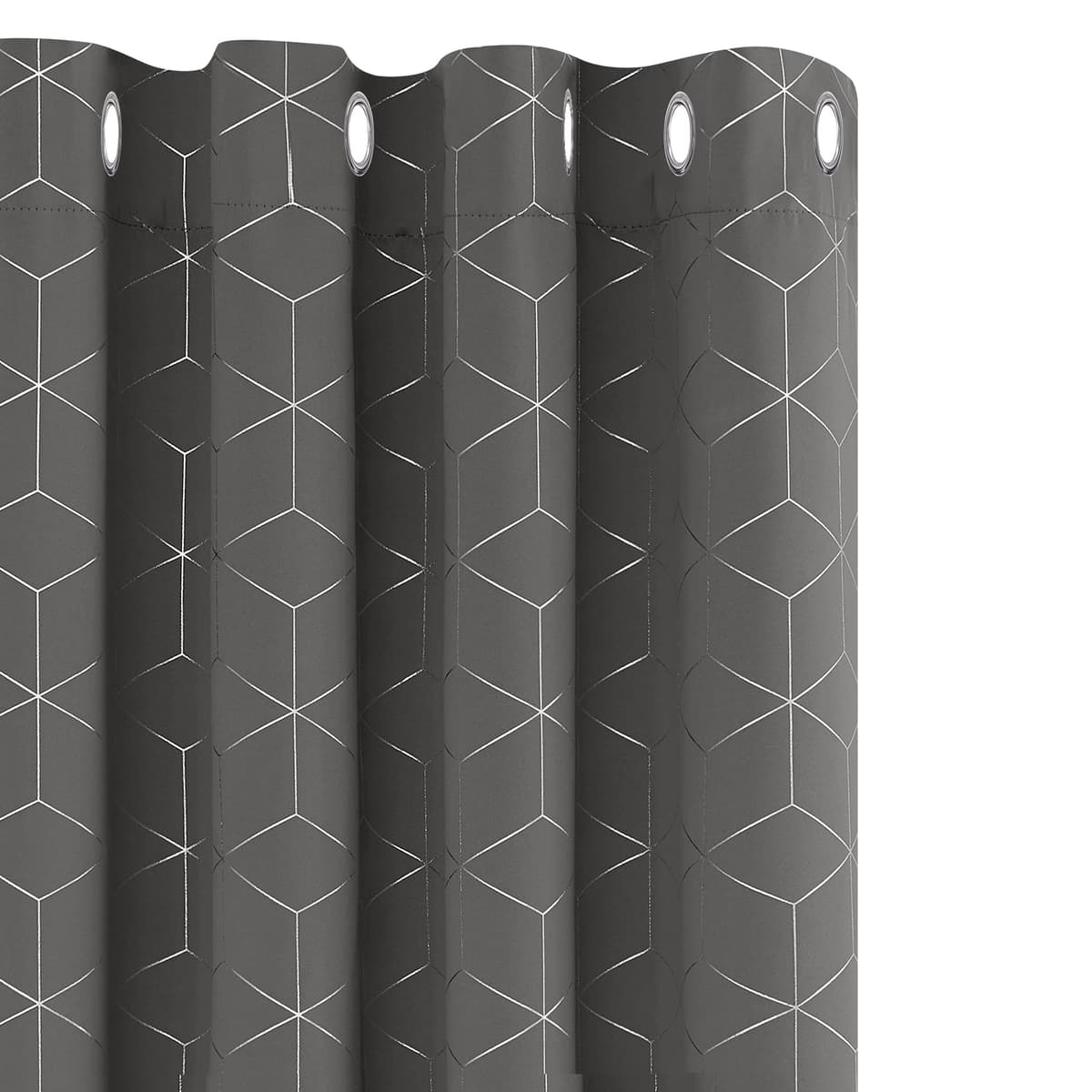 Deconovo Blackout Eyelet Thermal Curtains 54 Drop, Diamond Foil Printed Bedroom Curtains for Bedroom, 46 x 54 Inch(Width x Length), Grey, One Pair