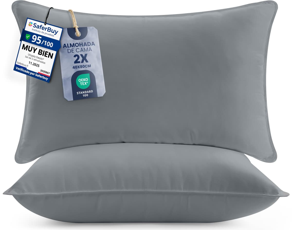 Utopia Bedding Almohadas (2 Unidades), 50 x 70 cm Almohadas de Primera, Fibra Hueca Virgen Siliconada, Almohadas Suave de Fácil Cuidado (Blanco) — view 14