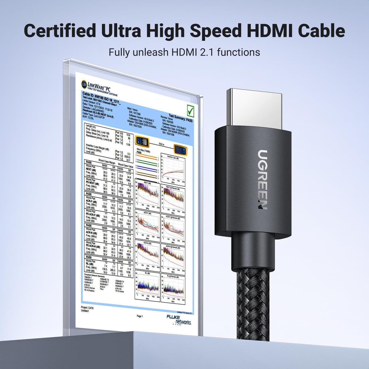 UGREEN HDMI 2.1 Cable 10K 8K 4K 1440P@240/165/144/120Hz eARC HDR Ultra High Speed 48Gbps HDCP 2.3 Dolby Atmos Vision Compatible with PS5/4 Xbox Series S/X Soundbar TV Gaming Monitor Laptop PC DVD(2M) — view 2