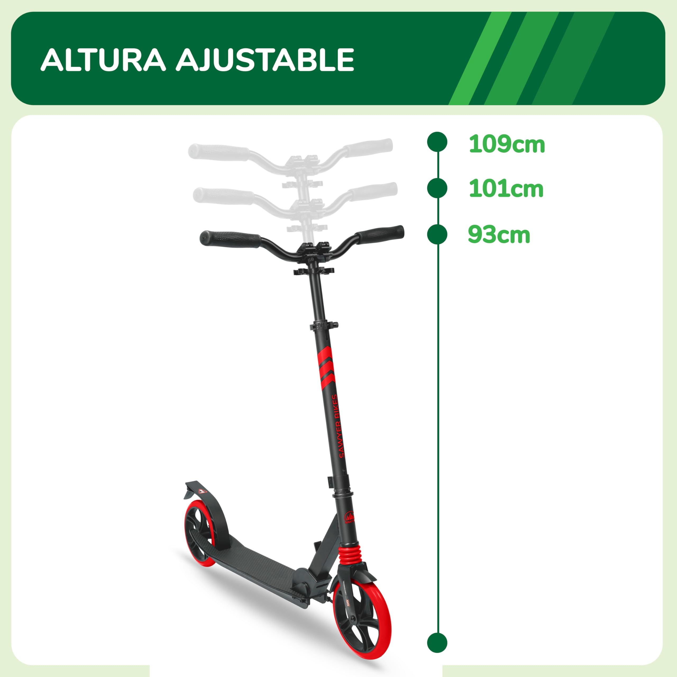 Sawyer Bikes - Patinete Ajustable con Suspensión - Niños +10 Años y Adultos — view 4