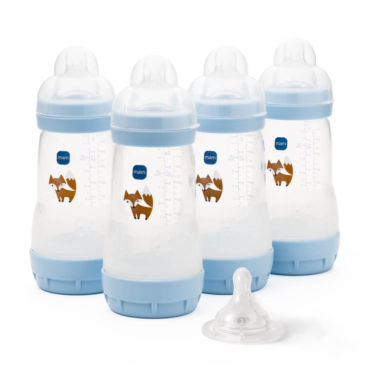 MAM Easy Start Anti-Colic Baby Bottles | 2 Pack (2 x 260ml) | Self-Sterilising Baby Milk Bottle | Medium Flow MAM Teat Size 2 | Newborn Essentials | Linen (Various Designs) — view 8