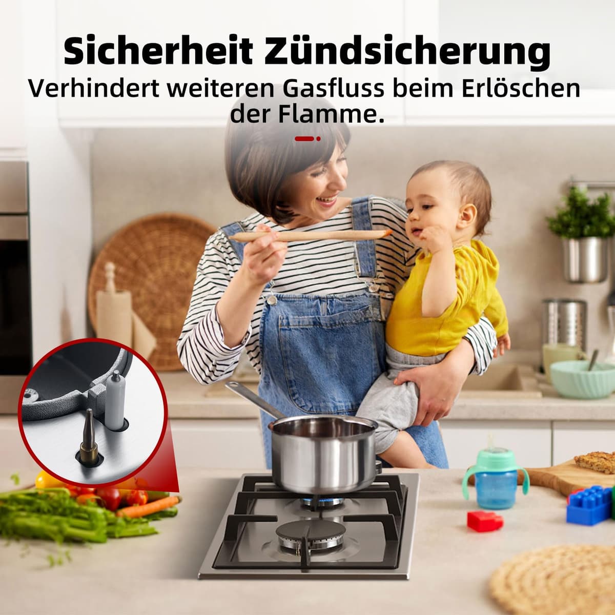 GASLAND GH30SF 30cm Built-in Hob with 2 Burners, 4200W, Stainless Steel, Compatible with LPG & Natural Gas, Butane Gas Cooktop — view 3