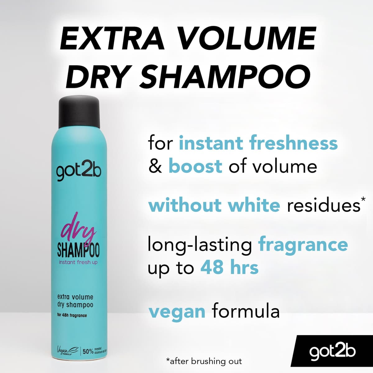 got2b Dry Shampoo Instant Fresh Up Extra Volume 200 ml, Cleans & Refreshes, Instant Fresh Up, for 24h Fragrance, Vegan Formula — view 2