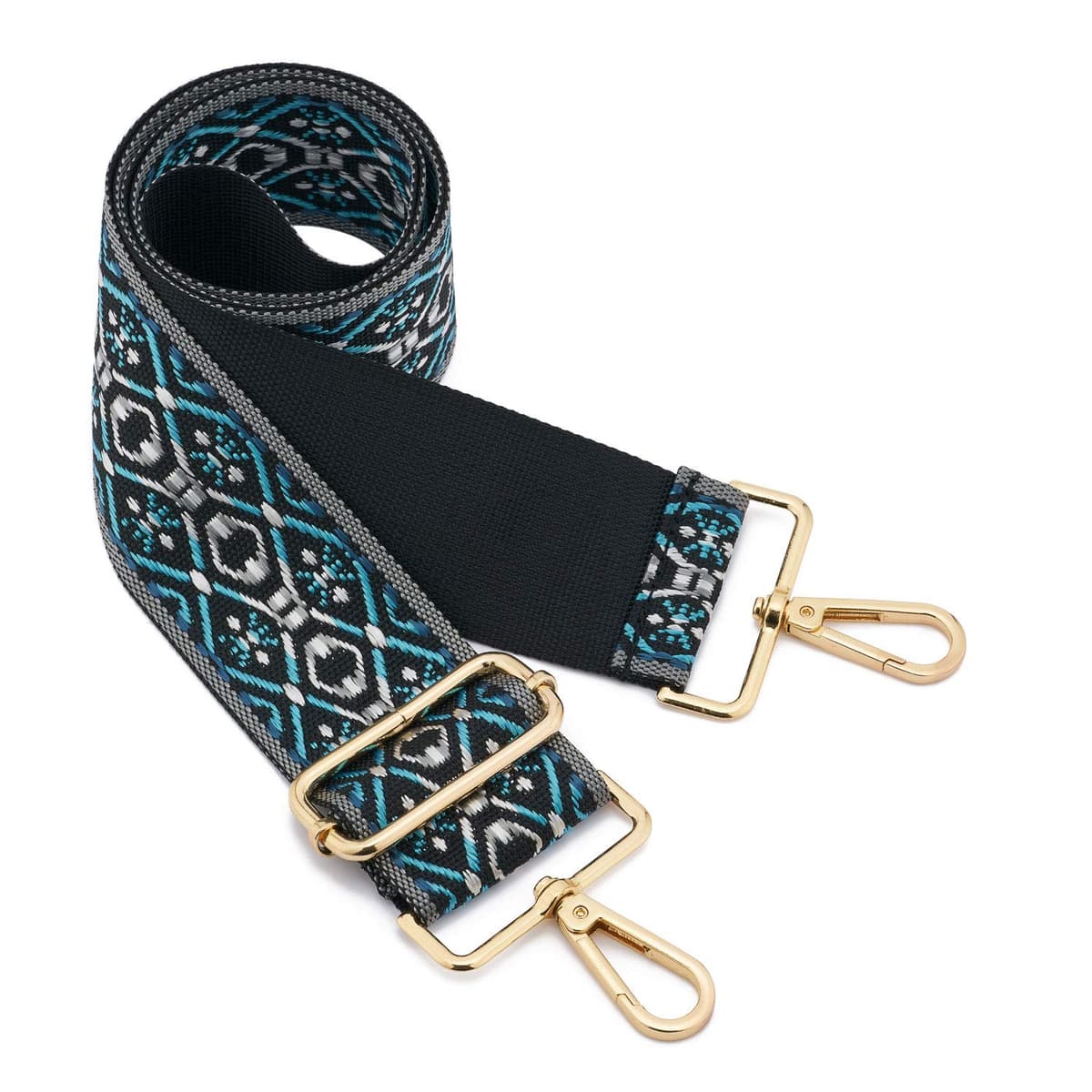 ZOOEASS Wide Shoulder Strap, Guitar Style Adjustable Purse Strap with Gold Buckle Replacement Woven Crossbody Straps for Handbags((3.8CM) Shining Black) — view 42