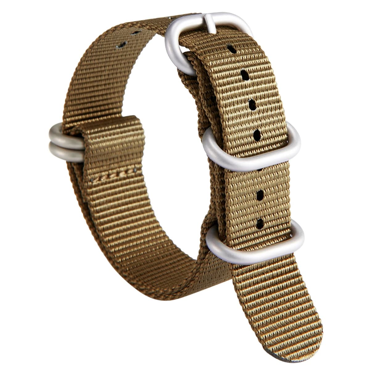 BINLUN Correa de Reloj de Nylon Military G10 Ballistic Nailon Bandas Multicolor para Hombres Mujeres 18mm 19mm 20mm 21mm 22mm 23mm 24mm con Hebilla de Acero Inoxidable Plateado/Negro — view 23