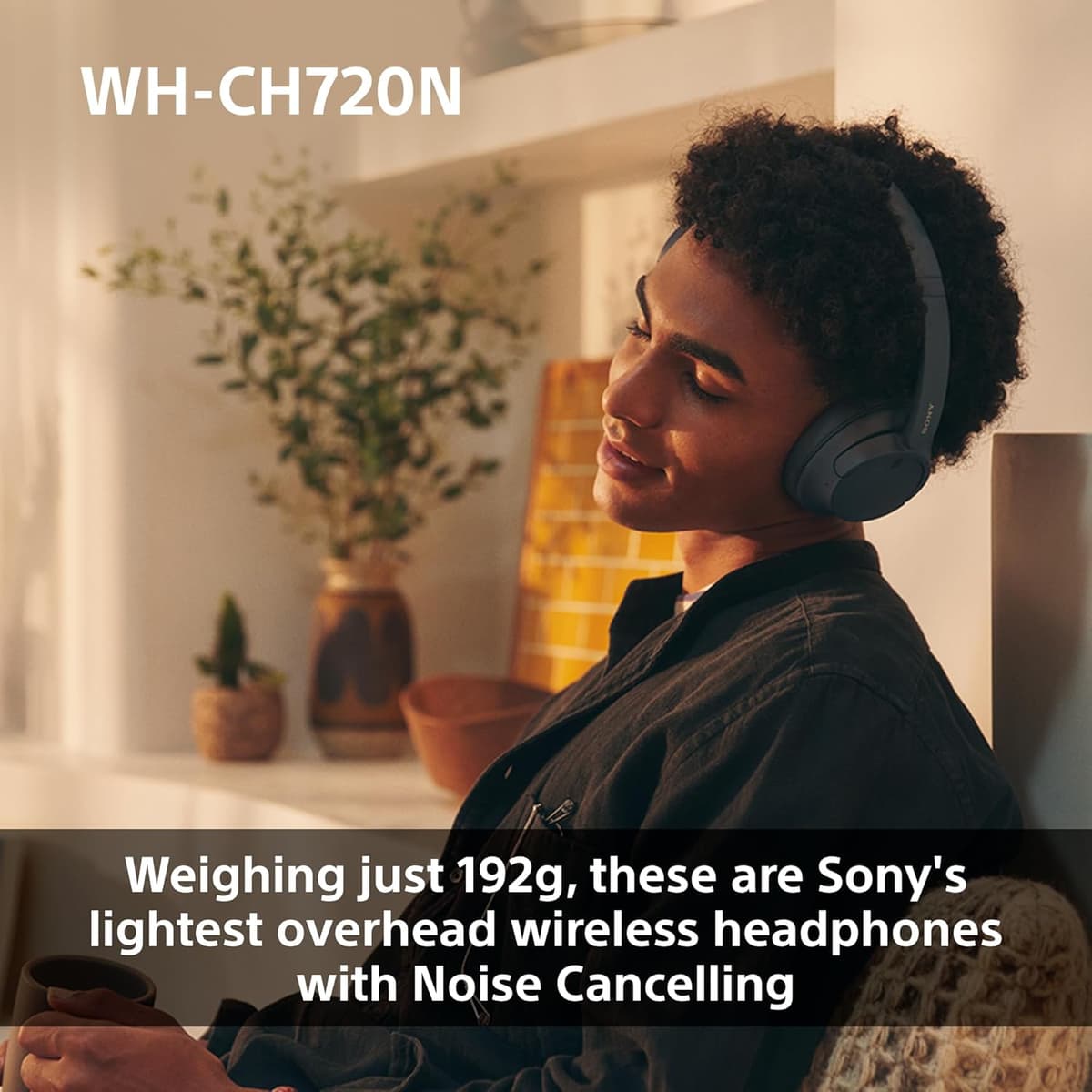 Sony WH-CH720N Wireless Bluetooth Noise Cancelling Over-Ear Headphones, Ambient Sound Mode, Lightweight Design, up to 50 hr battery life, iOS & Android - Blue — view 3