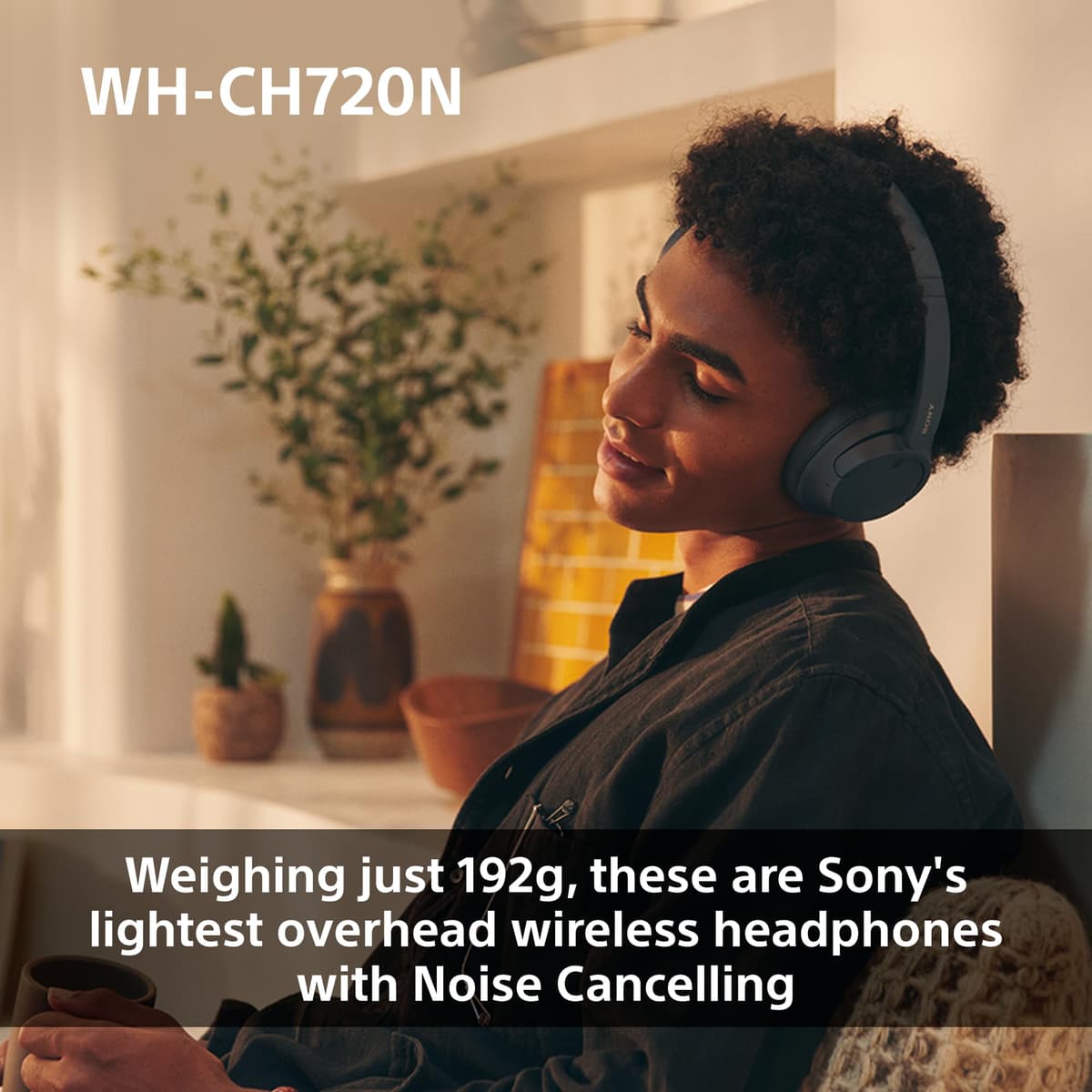Sony WH-CH720N Wireless Bluetooth Noise Cancelling Over-Ear Headphones, Ambient Sound Mode, Lightweight Design, up to 35 hr battery life, iOS & Android - Black — view 4