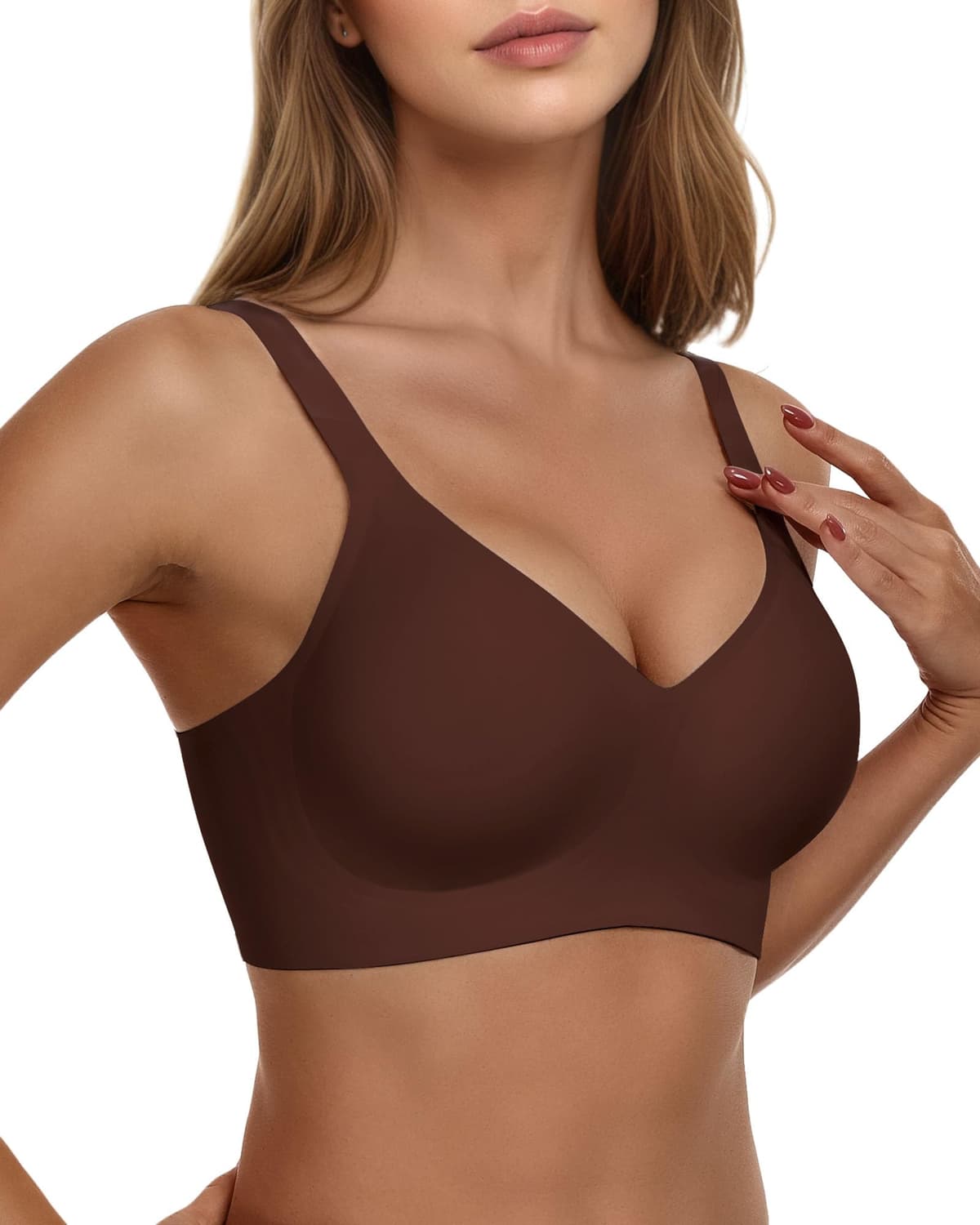 As Fairy Womens Soft Comfortable No Underwire Bras V Neck Seamless Push Up Bralettes Full Coverage Tshirt Brassiere — view 12