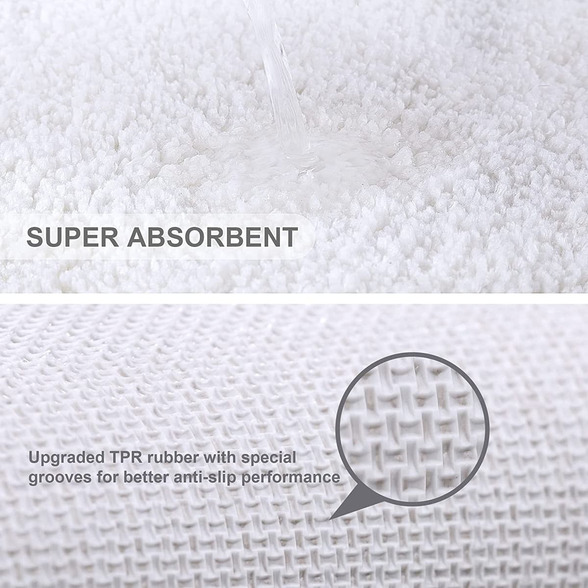 VANZAVANZU Non Slip Bath Mat Extra Large Bathroom Runner Rug Thickened Bath Rug for Bathroom Absorbent Ultra Soft Bedside Carpet Fluffy Microfiber Runner Floor Mat - 50 x 122cm (White) — view 4