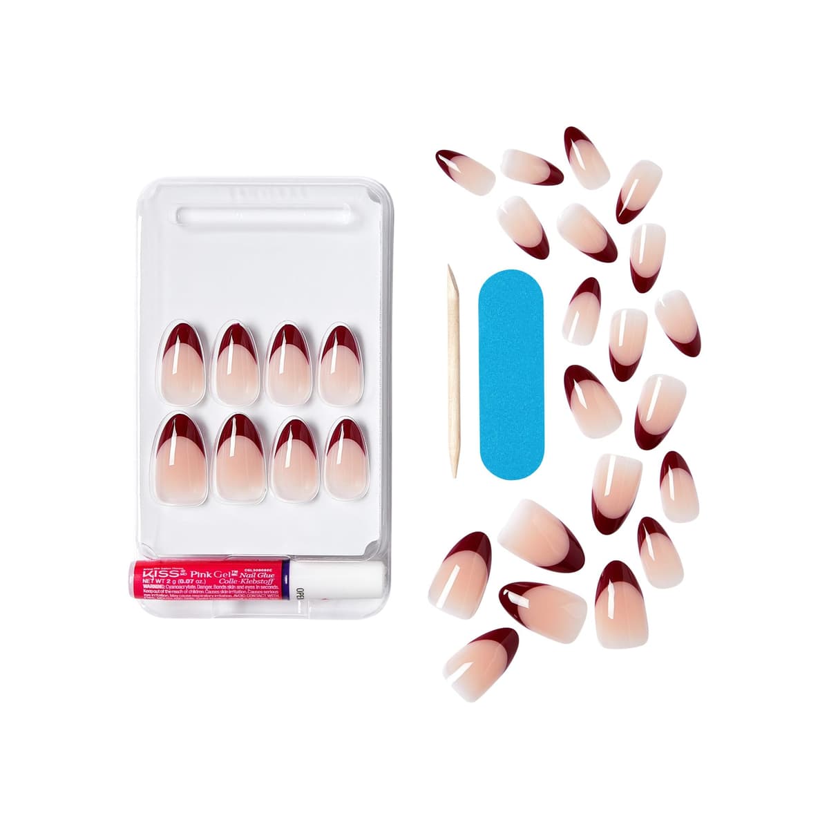 KISS Salon Acrylic French Nude Collection, Cashmere, Medium Length Nude Fake Nails, Includes False Nails, Nail Glue, Nail File, and Manicure Stick, 28 Count (Pack of 1) — view 28