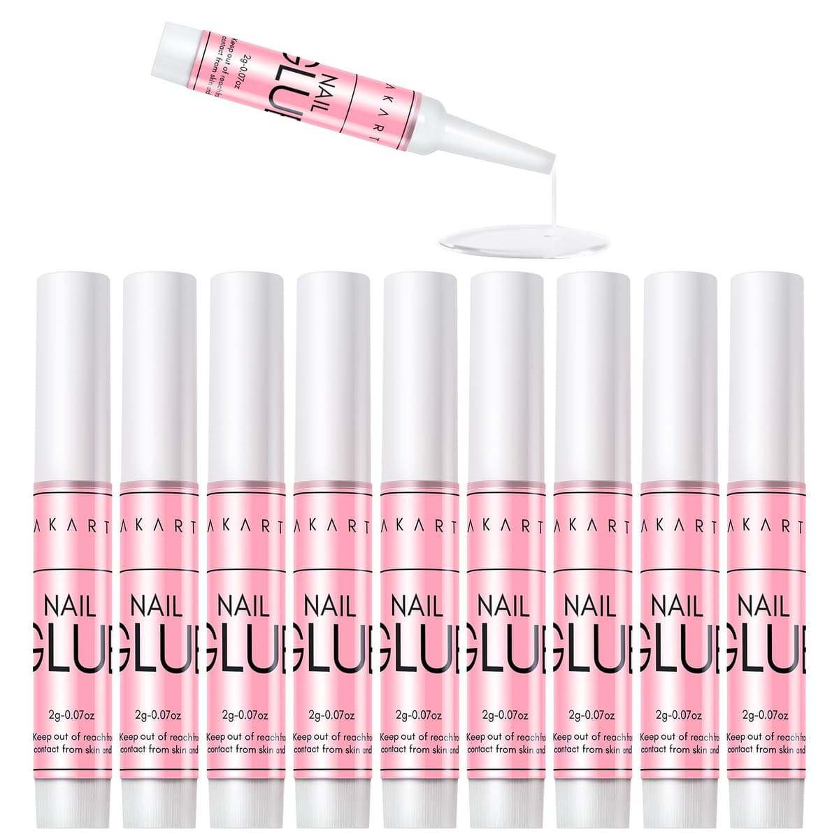 Makartt Nail Glue Extra Strong for Nail Tips, 5s Dries Quickly, 10Pcs Press on Nail Glues for Acrylic Nails and Broken Nails, Professional Super False Nail Glue Long Lasting, No Nail Lamp Needed