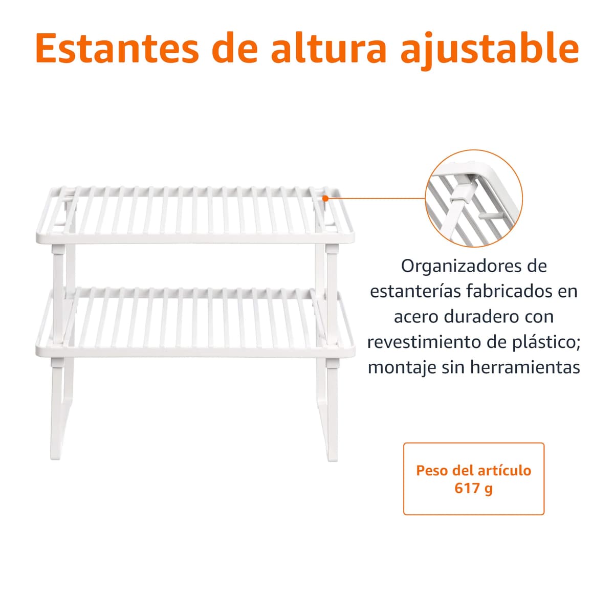 Amazon Basics Estantes de cocina apilables para almacenaje, Blanco, 20.3 D x 31.6 W x 11.4 H cm — view 3