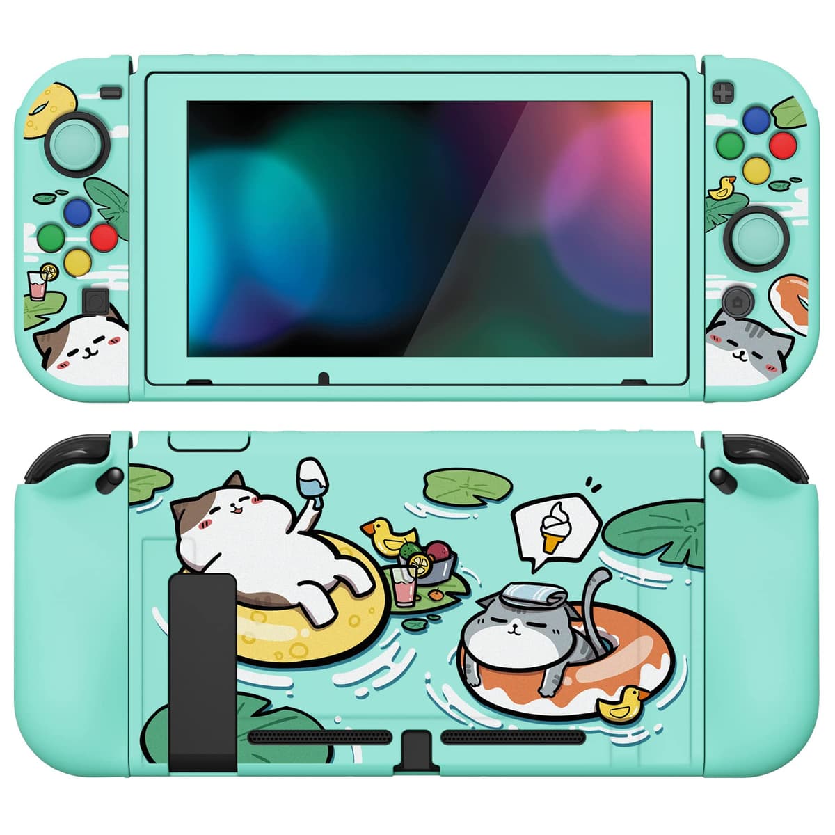 playvital ZealProtect Soft Protective Case for Nintendo Switch, Flexible Cover Protector for Switch with Screen Protector & Thumb Grip Caps & ABXY Direction Button Caps - Cherry Bunny & Cherry Bear — view 25