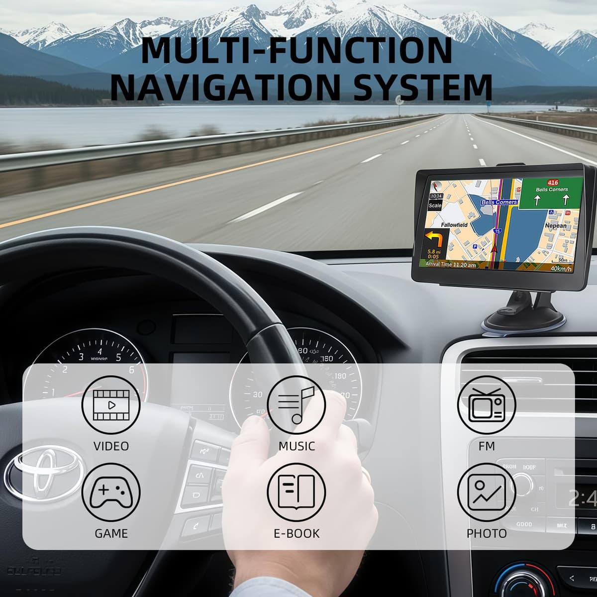 7 Inch Sat Nav for Car & HGV Truck, HD GPS Navigation System with 2026 UK & Europe Maps, Lifetime Free Updates, Support Postcode Search, Voice Guidance, Speed Camera Alerts, and POI — view 3