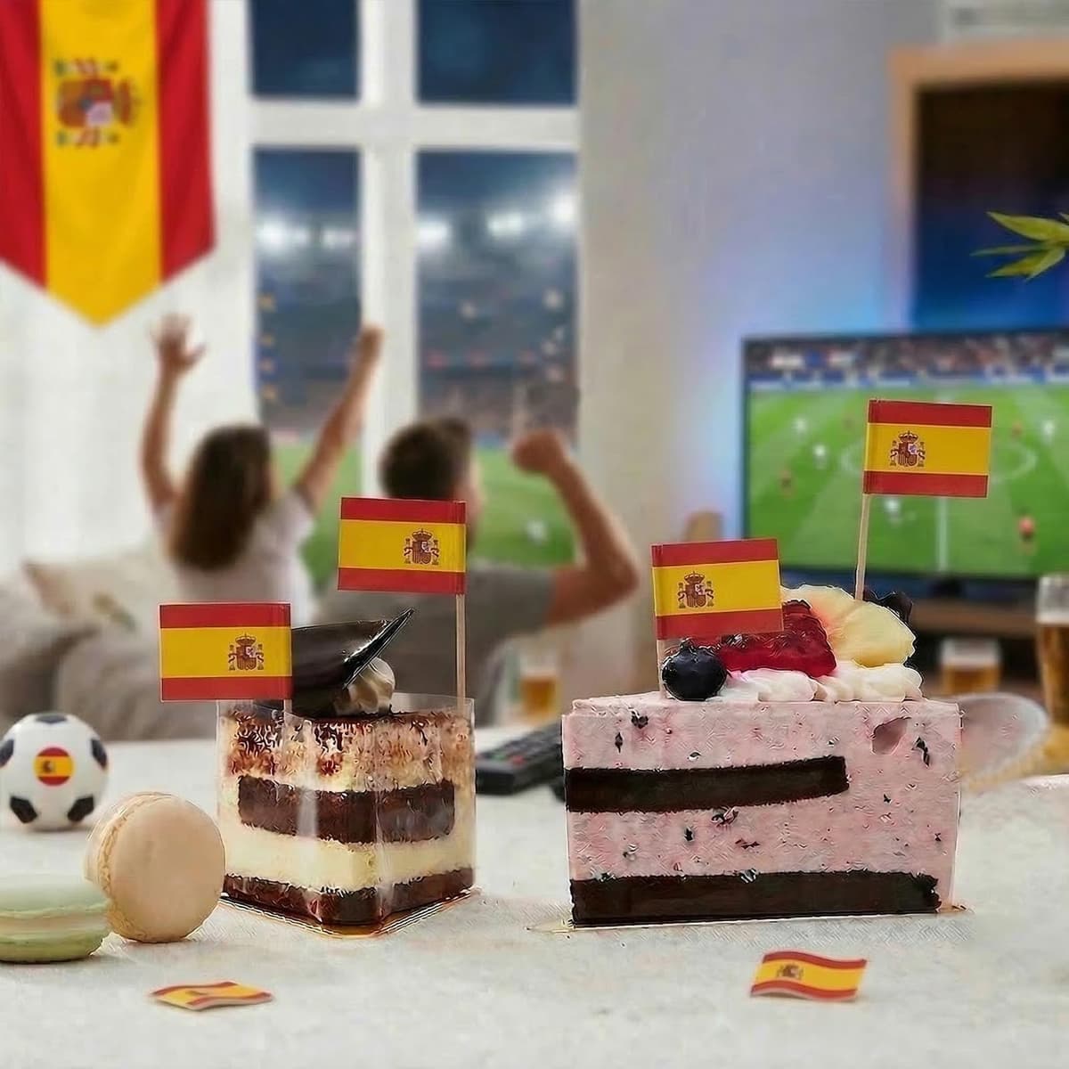 Banderas de Palillos España 2026-100Pcs Banderitas para Comida de España - Palillos con Banderas Españolas para Tapas, Canapés, Cócteles, Tartas y Fiestas — view 4