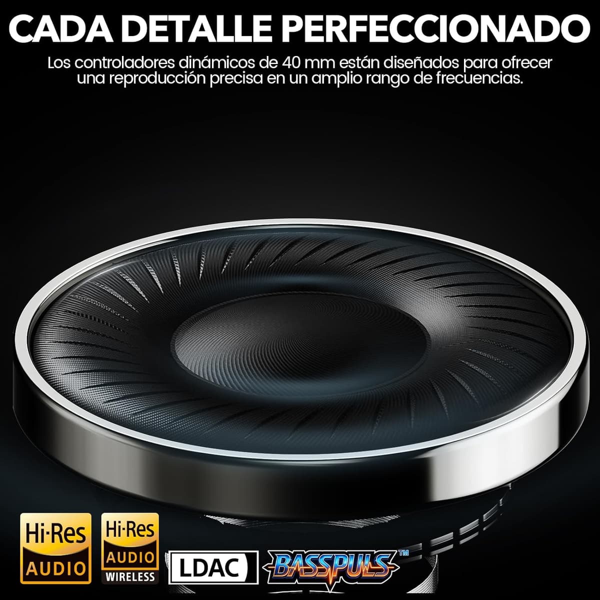 1Mii AI Y8+ Auriculares Inalámbricos Bluetooth 6.0 Cancelación de Ruido Activa Híbrida Cascos, LDAC Hi-Res Audio, 100H de Reproducción, Traducción IA, Chat de Voz, EQ con App - Negro