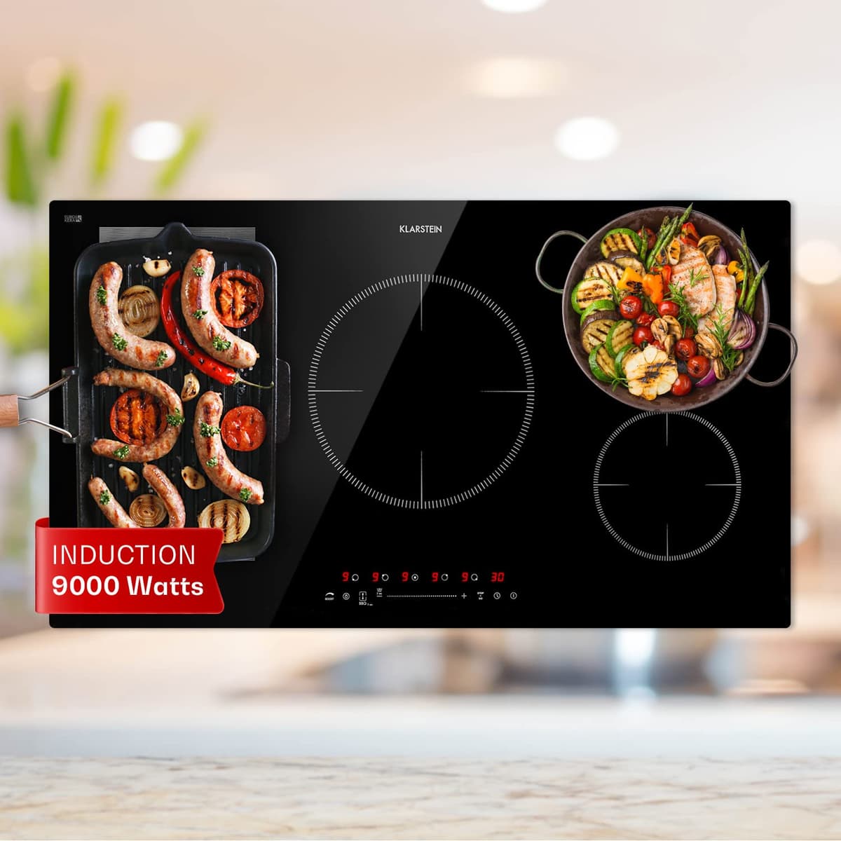 Klarstein Induction Hob, 9300W Electric Hobs Induction Cooker, 5 Ring Electric Pan Hob, Built-In Table Top Cookers w/ 5 Hobs, Touch Control, Inductions Heater Cooktops, Hot Plates for Cooking — view 28