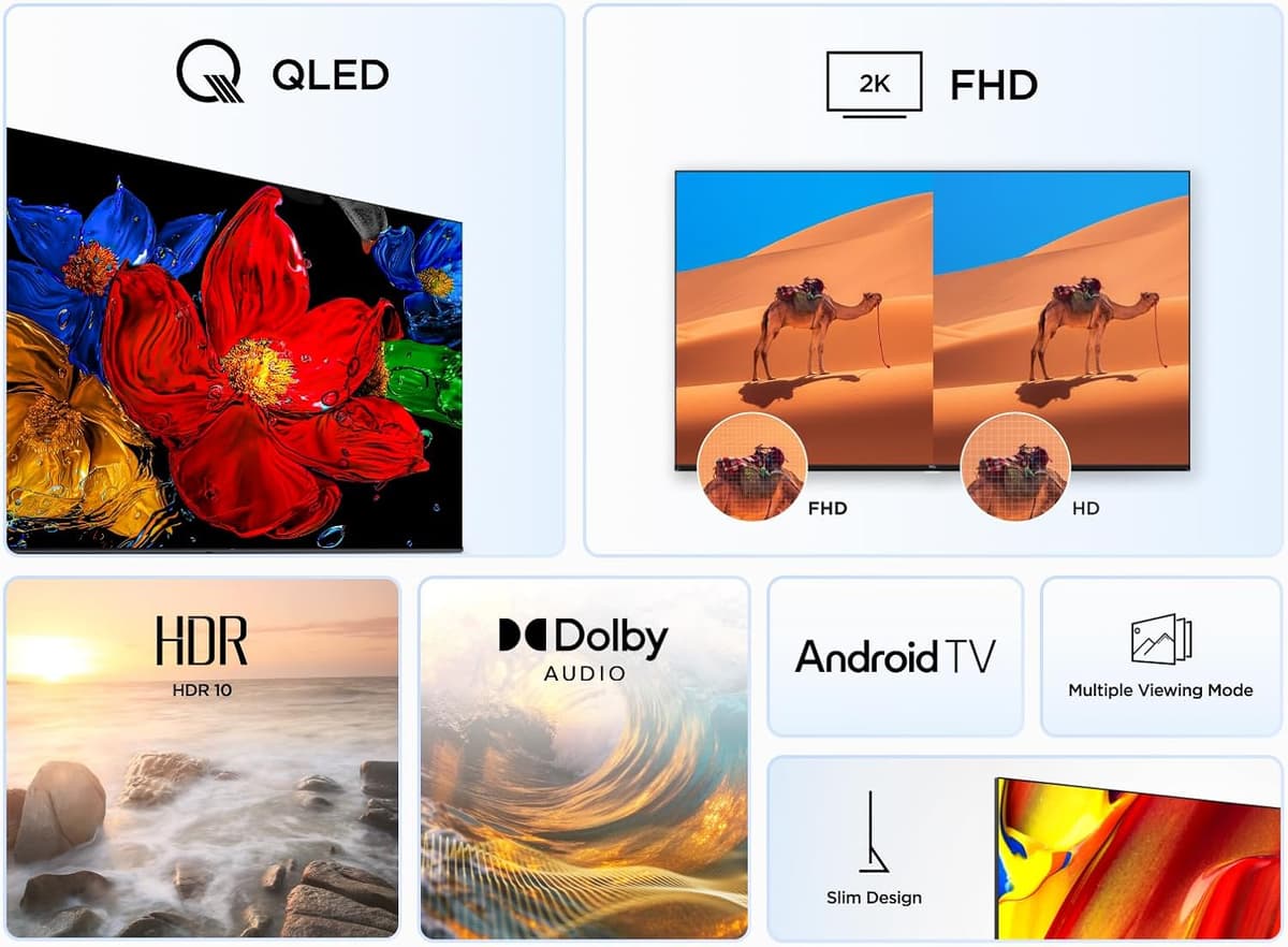 TCL 32V5C - Smart QLED Full HD de 32" Direct LED TV con Android TV y HDR - Compatible con Google Cast y Google Home, diseño Delgado 32" 2025 QLED FHD V5C — view 3