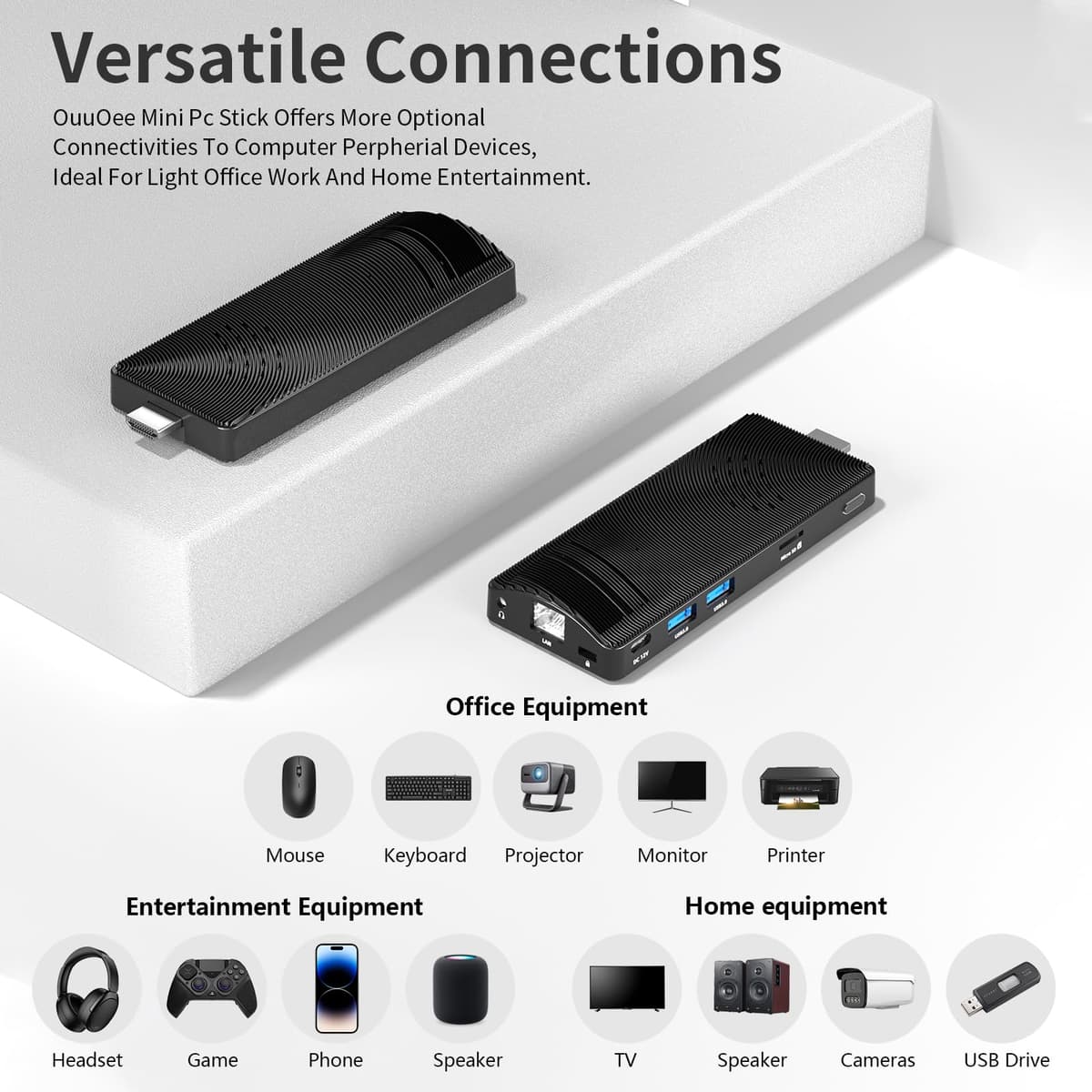 Mini PC Stick Fanless, Micro Computer Stick Pentium N4200 4GB 64GB eMMC (1.1 GHz), Small PC, USB3.0 X 2 Gigabit Ethernet 4K 60Hz, WiFi BT 5.0 HDMI 2.0 for Business Industrial IOT Media, Office — view 4