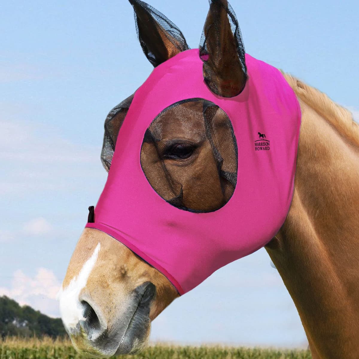 Harrison Howard Máscara elástica para Moscas de Caballo, excelente Comodidad con protección UV, máscara estándar para Caballos, Azul Marino M — view 36