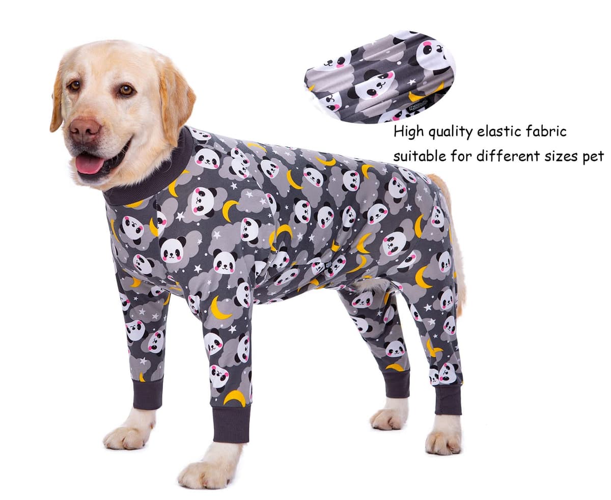 Large Dog Clothes, Elastic Pet Onesie Clothes Protect Joints Anti-hair Anti Licking, Wound Protection Pet Pajamas PJS Dog Jumpsuit For Medium Large Dogs(5XL,Grey Panda) — view 3