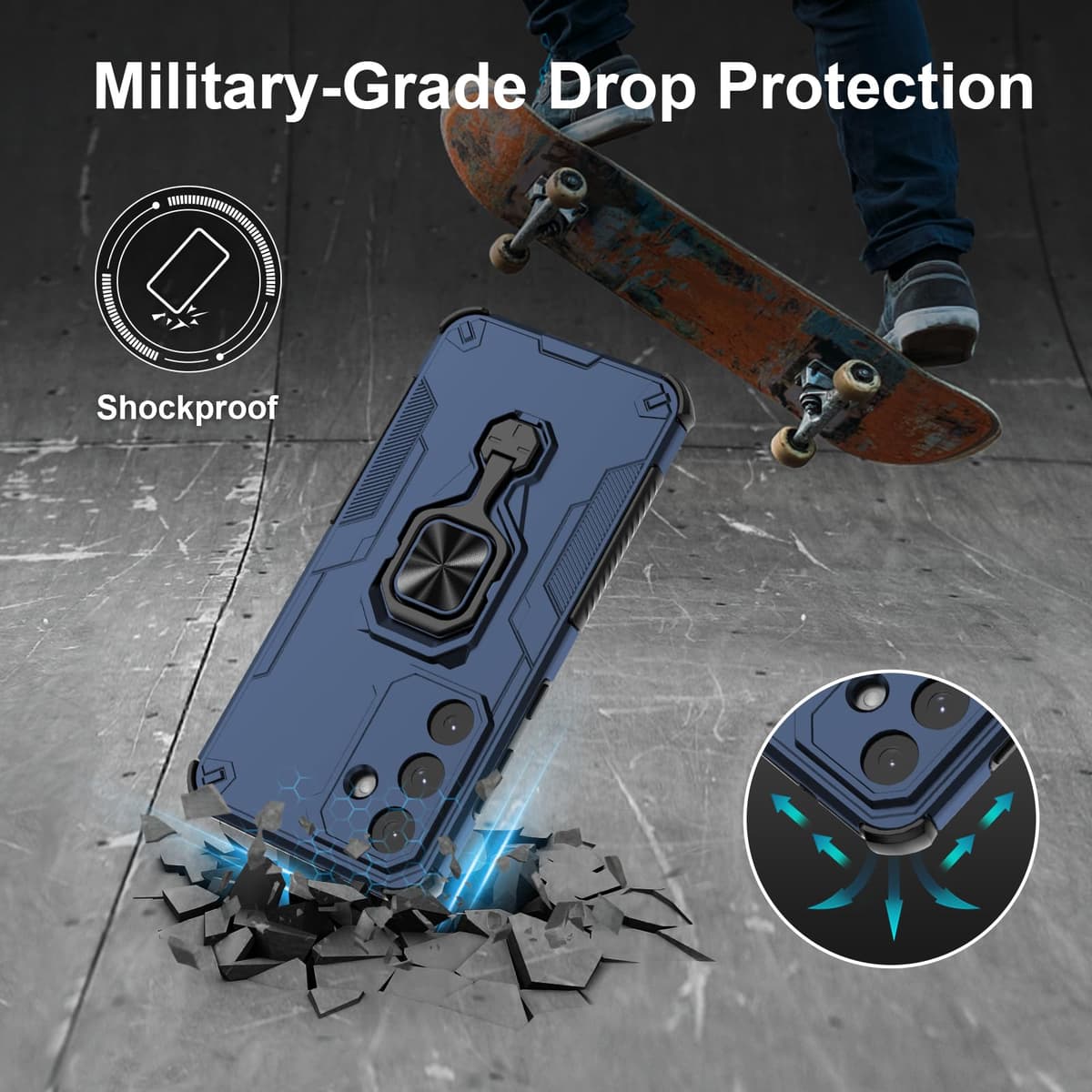 Funda para CMF Phone 2 Pro, Carcasa Antigolpes con Soporte anular metálico, Case Protectora de Grado Militar, Negro — view 824