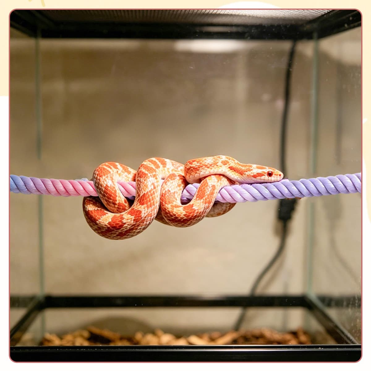 Pink Snake Enrichment Climbing Rope, Ball Python Tank Climbing Accessories with Strong Suction Cups, Flexible Wire Core, Snake Enclosure Accessories for Ball Python, Corn, Lizard — view 4