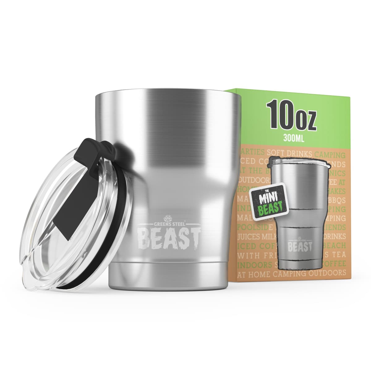 Greens Steel Beast Tumbler – 550 ml (20 oz), Coral | Vaso de acero inoxidable reutilizable con aislamiento al vacío | con 2 pajitas y cepillo de limpieza | Termo de viaje de doble pared — view 62