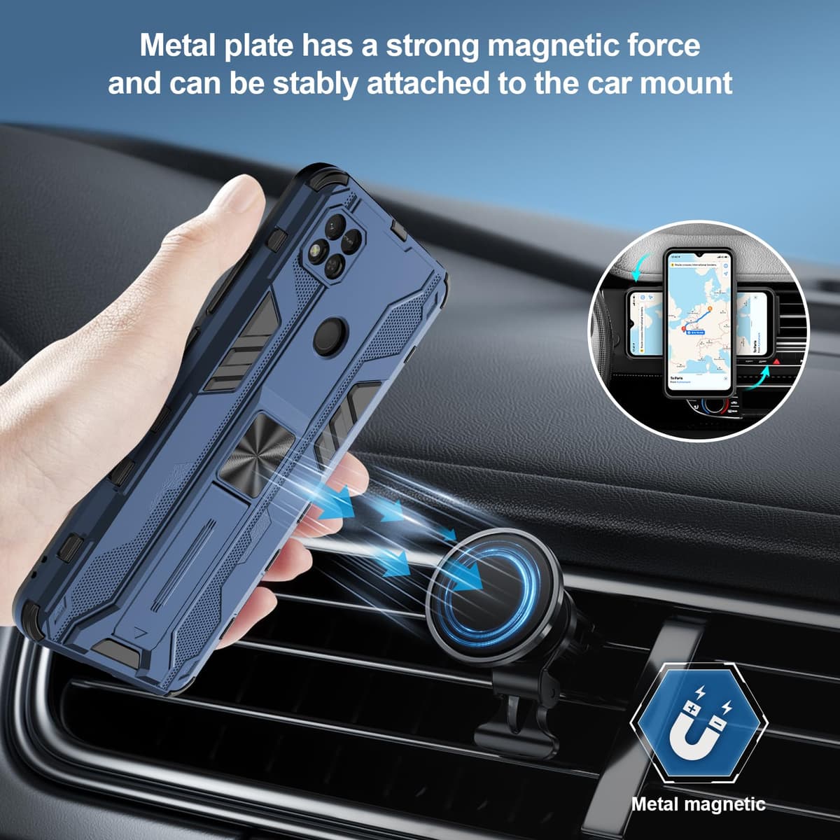 Funda para CMF Phone 2 Pro, Carcasa Antigolpes con Soporte anular metálico, Case Protectora de Grado Militar, Negro — view 765