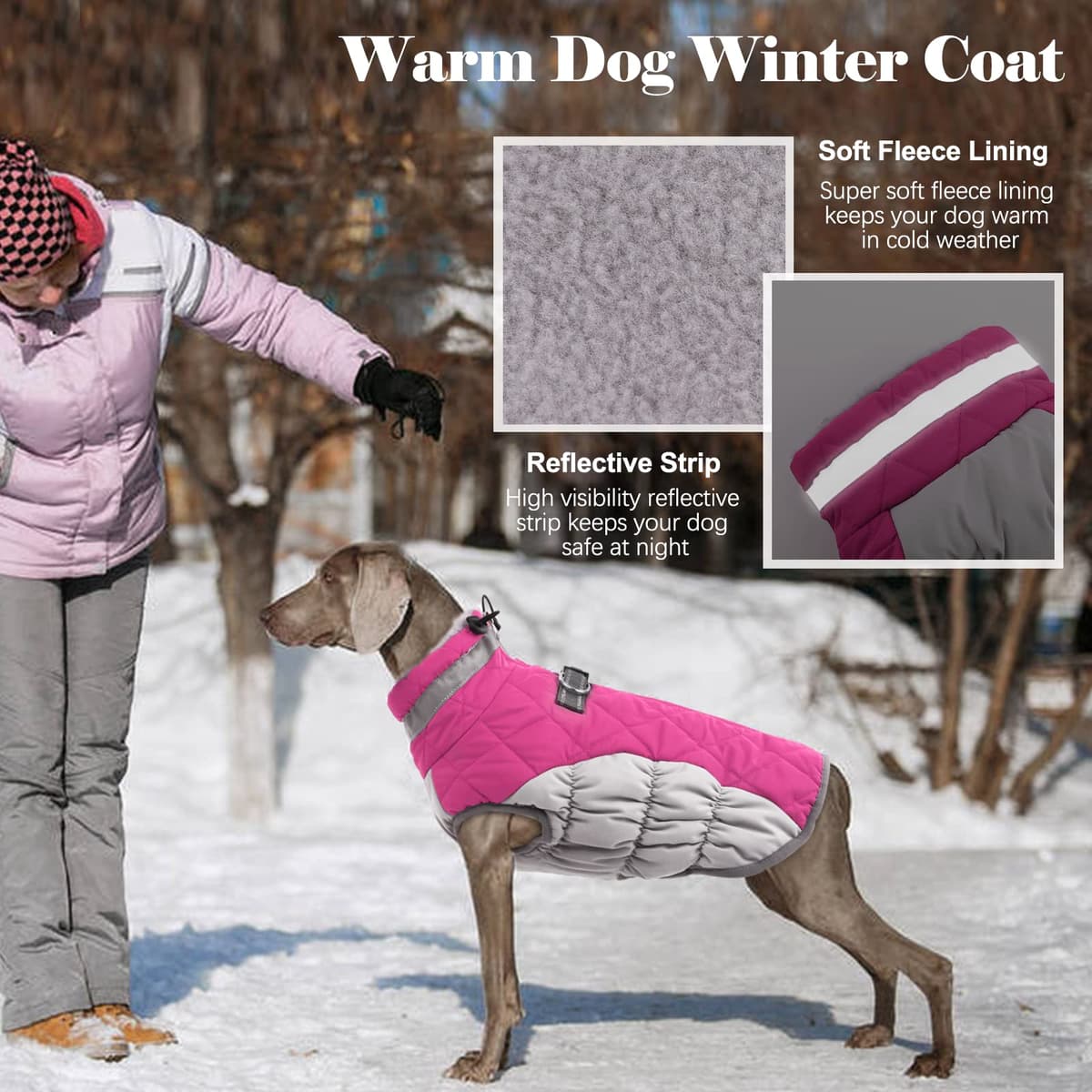 Lelepet Dog Coat Warm Dog Winter Coat Waterproof Dogs Jacket with Harness Built in Reflective Pet Fleece Vest Zip-Up Cold Weather Coats for Large Dogs Turtleneck & Windproof Coats Boston Terrier L — view 4