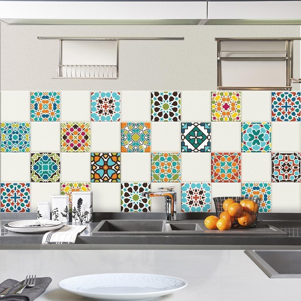 RE-COVERTILES - Pegatinas Azulejos Cocina y Baño Stickers de PVC Impermeables Antiarañazos Decoración de Pared Baldosas Peel and Stick - Modelo 24 Pzas 10x10 cm PS00179 Made in Italy — view 46