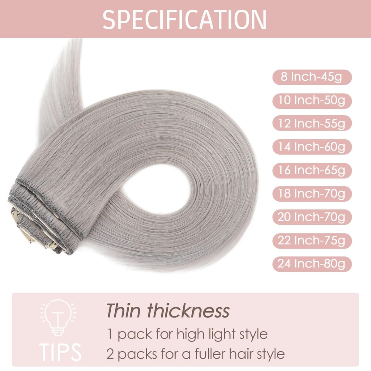 Silk-co 10inch Hair Extensions Clip in Hair Extension Human Hair #04 Medium Brown -Basic Thickness-Thin Weft- 8 Pieces Real Remy Straight Hair Extensions[50g] — view 160