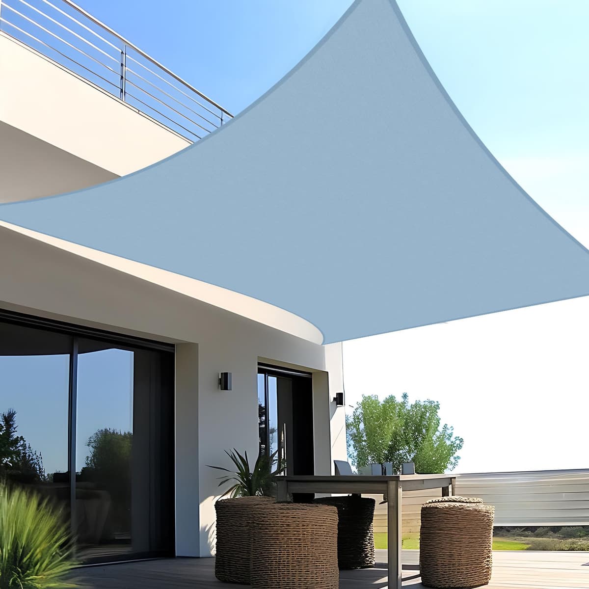 SUNNY GUARD Toldo Vela de Sombra Impermeable 3x3x3m Triangular a Prueba de Viento protección UV para Patio,Jardín, Exteriores, Terraza, Color Arena — view 43