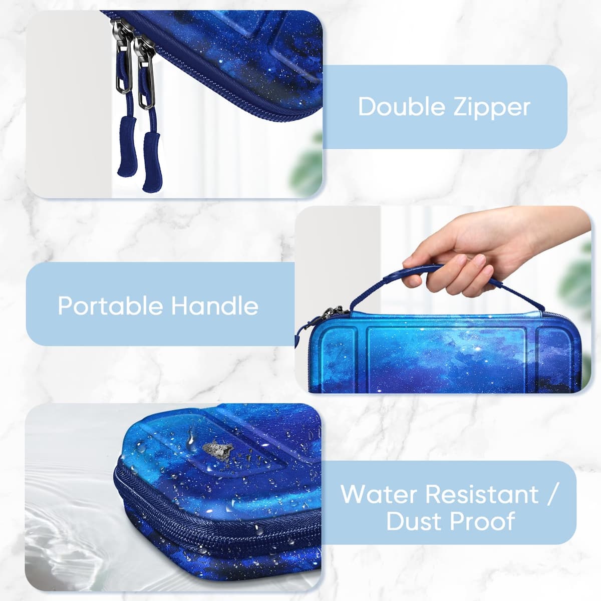FINTIE Funda Portátil Compatible con Nintendo Switch/Switch OLED (2021) - [Antichoque] Estuche Dura para Viaje con 10 Ranuras y Bolsillo Interno para Joy-con, — view 4