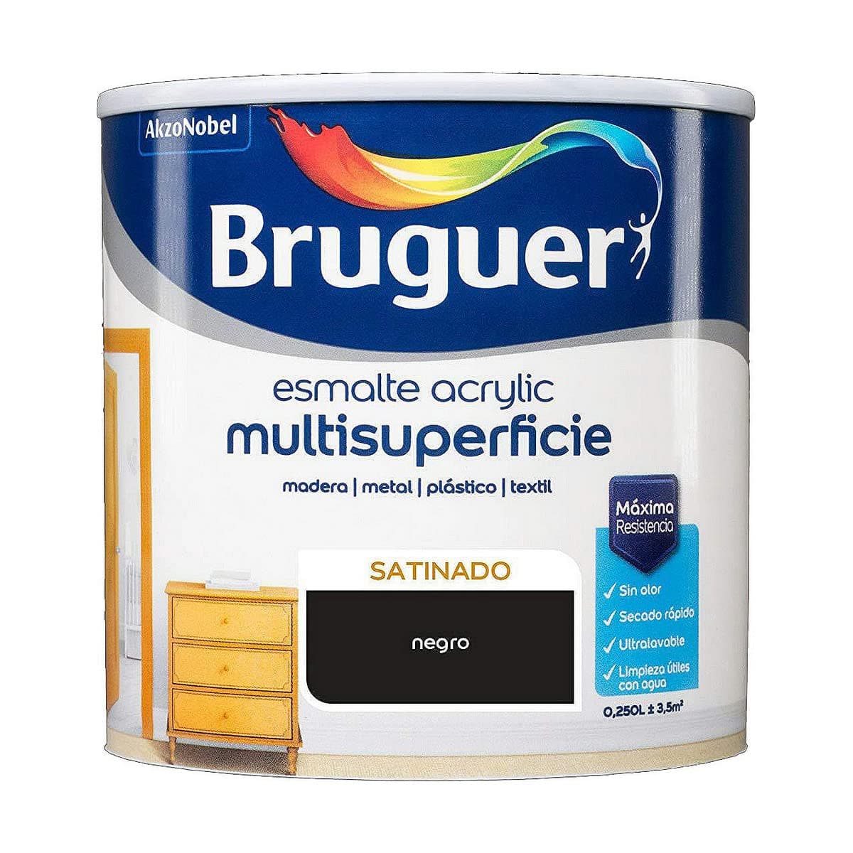 Bruguer Acrylic Multisuperficie Esmalte al agua Satinado - Pintura 750 mL, Blanco Permanente — view 64