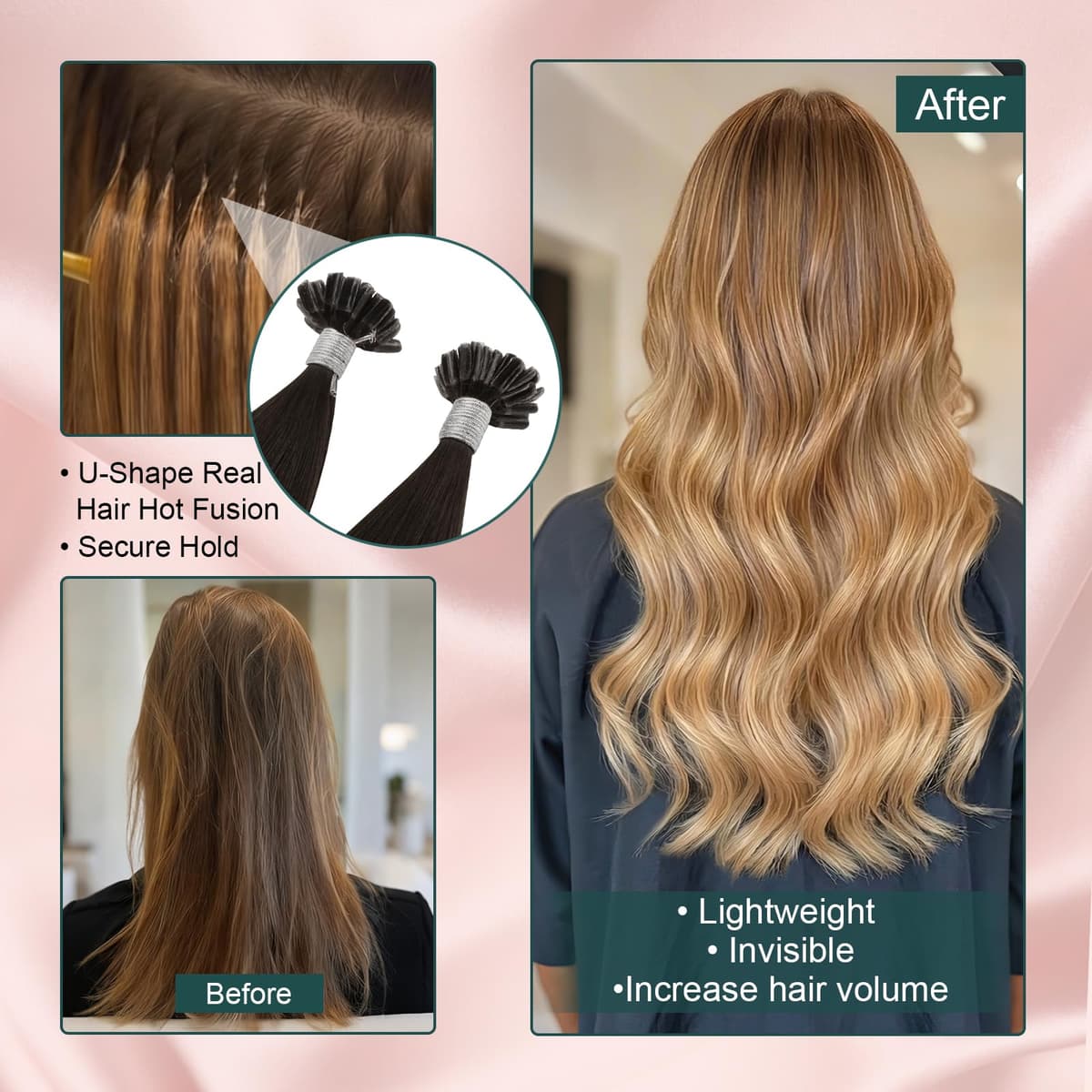 Easyouth U Tip Hair Extensions Brown Keratin Tip Hair Extensions Real Human Hair Darkest Brown Keratin Hair Extension Human Hair with Natural Texture 18Inch 50G 1G/S — view 5