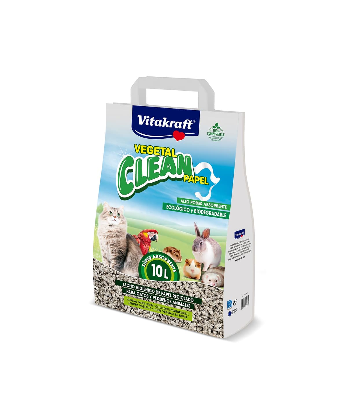 Vitakraft Vegetal Clean Papel, lecho Sanitario higiénico de Papel prensado para Animales pequeños, Conejos, cobayas, Gatos, Control de olores y Gran absorción, hipoalergénico, Biodegradable (1x 25L) — view 6