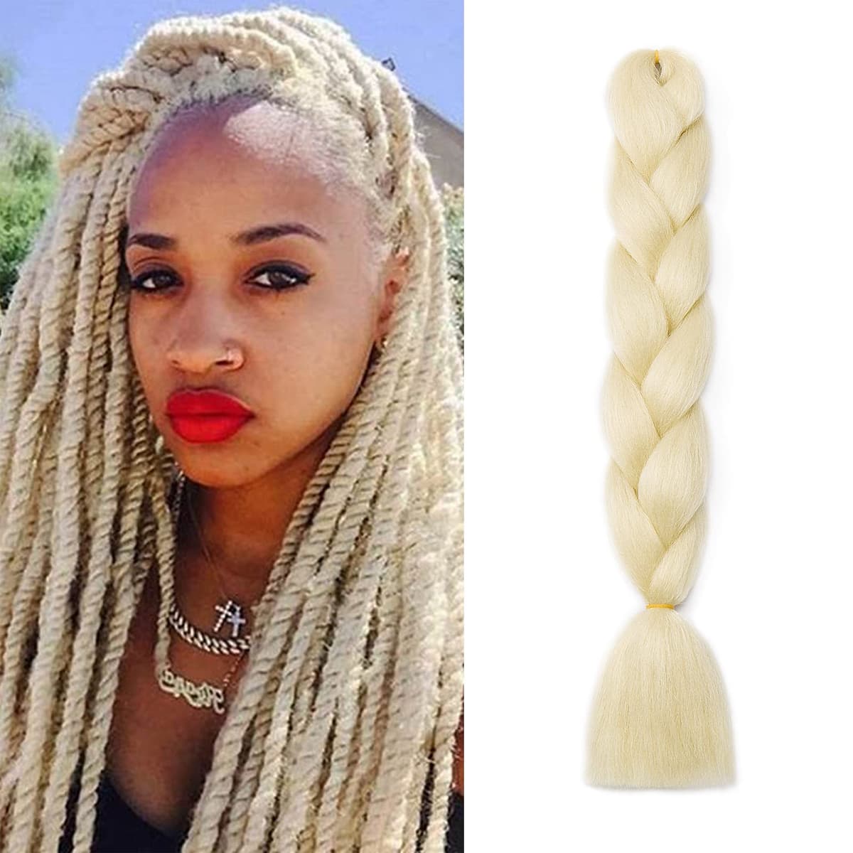 24" Braiding Hair Extension Jumbo Braids Synthetic 3bundles/pack Crochet Hair Afro Box Braid Heat Resistent (Dark Purple) — view 148