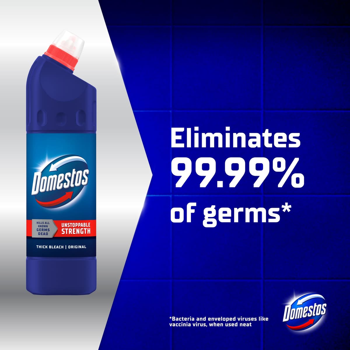 Domestos Original Thick Bleach disinfectant that eliminates 99.99% of bacteria and viruses* unstoppable strength 750 ml — view 5