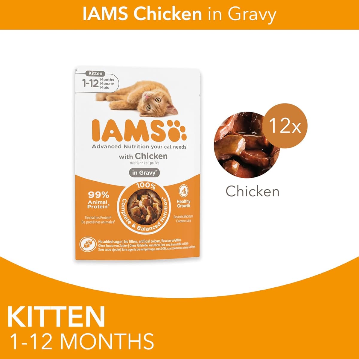 IAMS Kitten Wet Cat Food Chicken in Gravy 12 x 85g — view 3